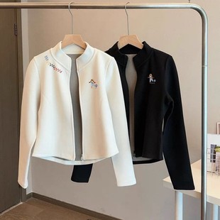 长袖 修身 保暖上衣 清仓捡漏德绒加厚立领短外套女秋冬季 奥特莱斯