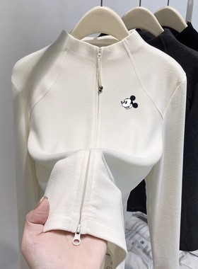 亲肤好穿不扎！磨毛德绒立领鱼骨卫衣女设计感加厚拉链保暖上衣