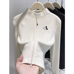 亲肤好穿不扎 磨毛德绒立领鱼骨卫衣女设计感加厚拉链保暖上衣