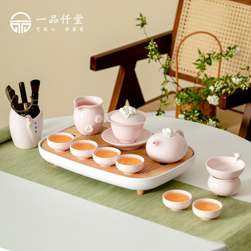 陶瓷捏花茶具套装女士精致茶具