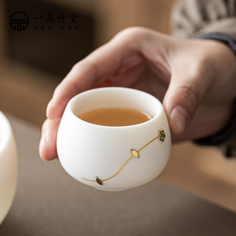 羊脂玉锔钉釉白瓷茶杯单杯家用品茗杯简约功夫茶具小茶杯礼盒套装,餐饮具,功夫茶具,淘宝优惠券,粉丝福利购,淘宝优惠卷