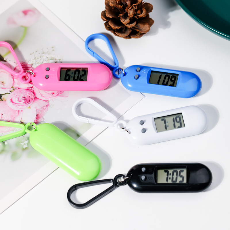 迷你电子表简约声静音钥匙扣挂表