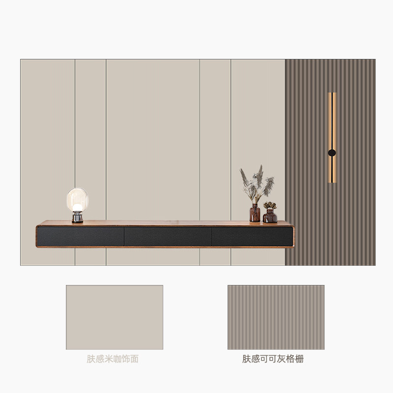 木饰面电视背景护墙板轻奢沙发客厅卧室造型免漆科定石纹板影视墙_虎窝淘
