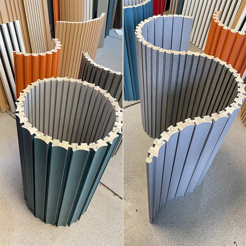 包圆柱子波浪圆弧形旋转实木格栅客厅背景墙木饰面板电视墙长城板