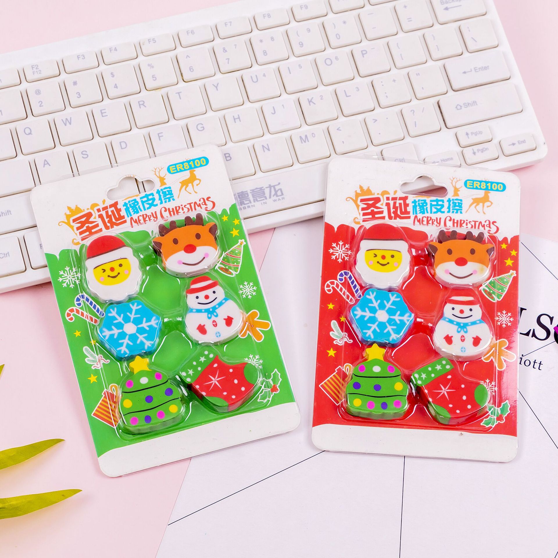 卡通圣诞橡皮擦幼儿园小学生奖励小礼品儿童少屑擦得干净不留痕象皮圣诞节学习文具奖品批发团购优惠