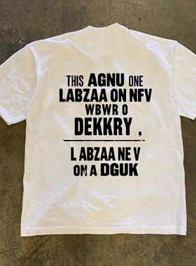 潮牌短袖t恤美式休闲字母印花T恤男230G重磅潮流百搭圆领overszie