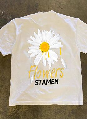 潮牌短袖t恤250G重磅美式潮流休闲字母印花T恤男百搭圆领overszie