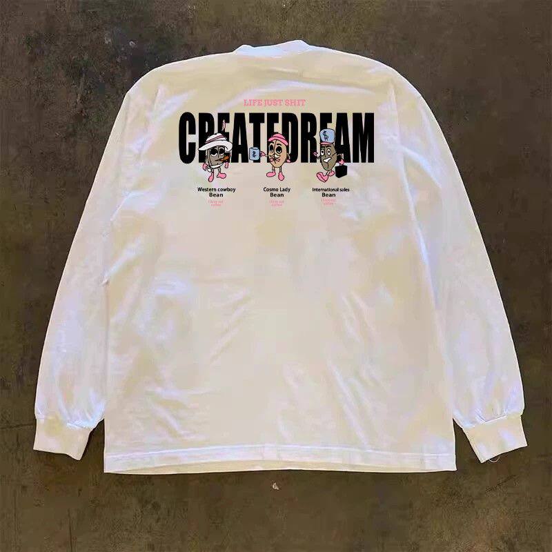 潮牌短袖t恤260g重磅长袖t恤男ins潮牌美式休闲圆领宽松上衣