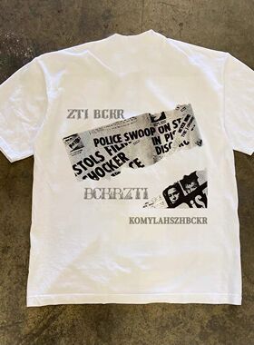 潮牌短袖t恤250G重磅美式潮流休闲字母印花T恤男百搭圆领overszie