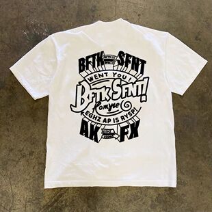潮牌短袖t恤美式ins痞帅炸街字母印花T恤男高街230G重磅短袖复古