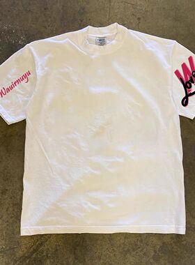 潮牌短袖t恤250G重磅美式潮流休闲字母印花T恤男百搭圆领overszie