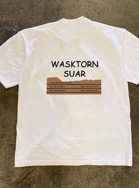 潮牌短袖t恤250G重磅美式潮流休闲字母印花T恤男百搭圆领overszie