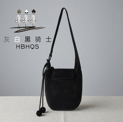 韩版小众麂皮绒复古南瓜水桶包