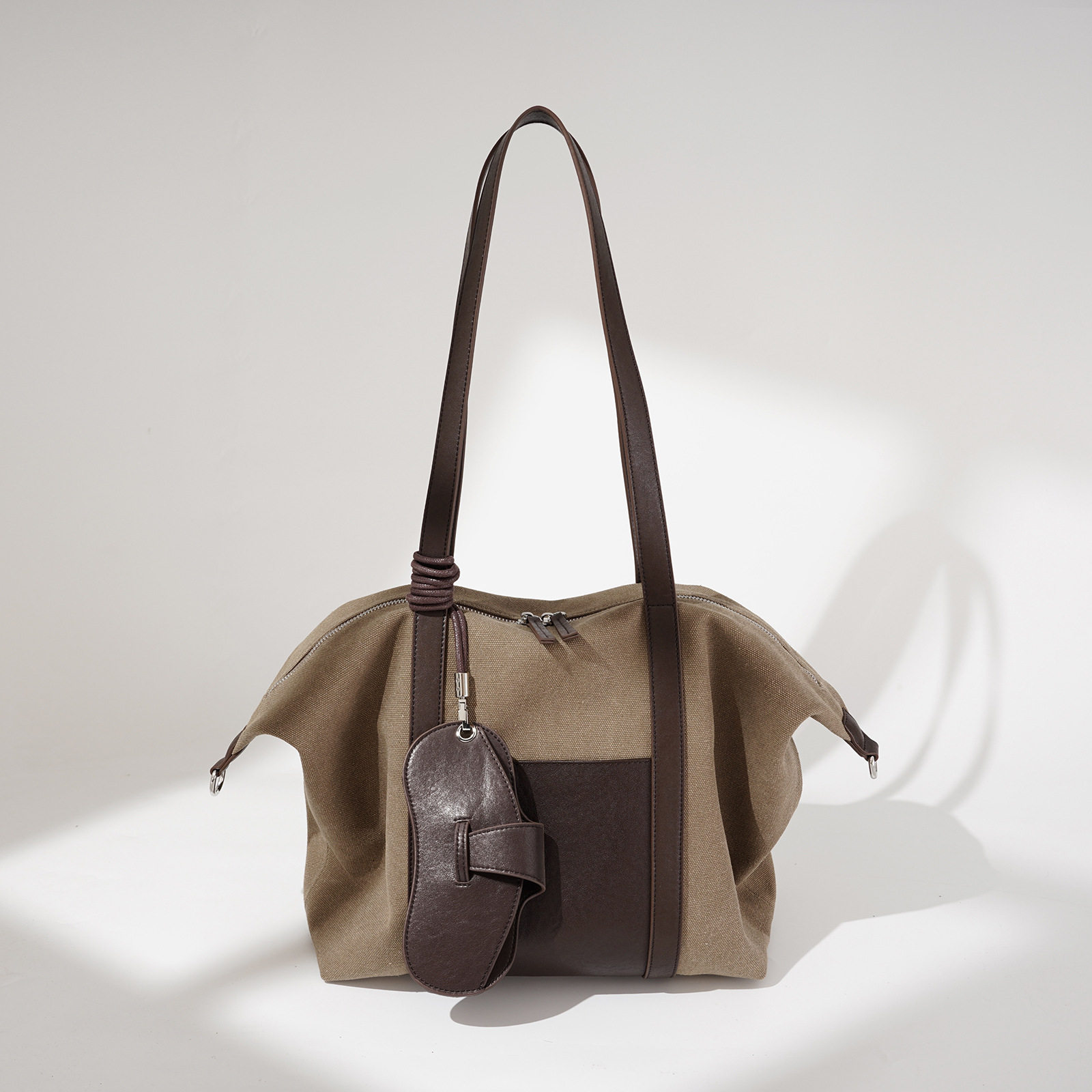 新款时尚百搭休闲手提包拼接撞色洋气帆布公文包大容量通勤单肩包