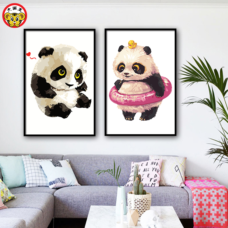 熊猫 diy数字油彩画儿童学校活动学生上课用材料丙烯手工数字油画在类目 个性定制/设计服务/DIY, 日用/装饰定制, 木版画/装饰画中 - 来自Buy2taobao.com提供专业的淘宝代购服务