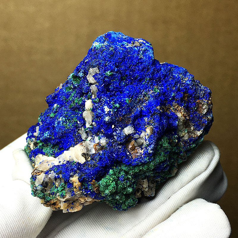摩洛哥天然蓝铜矿原石标本孔雀石共生矿石颜料科普教学观赏石摆件