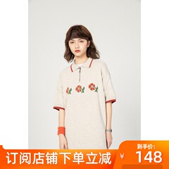 mostwantedlab2021ss手绘花朵棉纱polo衫青春宽松情侣短袖男mwtd