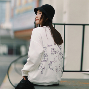 卫衣情侣街头简约 19AW1手绘趣味涂鸦宽松圆领情侣装 Pso Brand