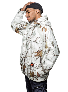 Drakmoon白色仿生冲锋衣春秋夹克外套机能运动潮流连帽可拆卸