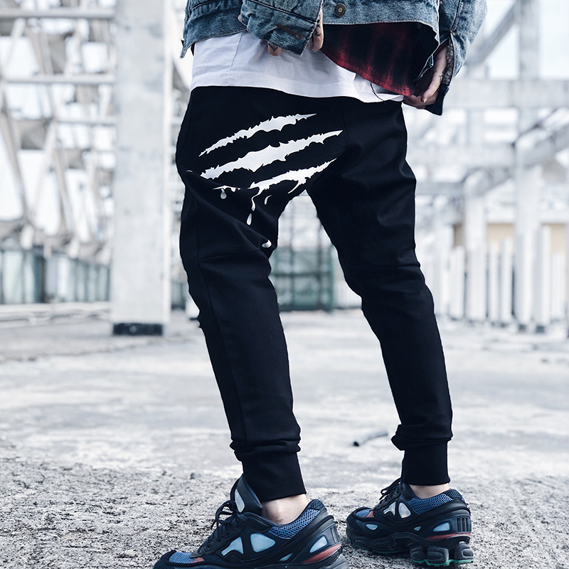 suamoment血爪痕印花运动束脚裤