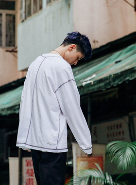 MOSTWANTEDLAB 2017AW MWTD 全棉口袋长袖打底衫纯色宽松四色入