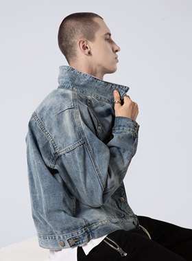 CONKLAB水洗做旧牛仔衣夹克外套高街宽松剪裁落肩男女情侣OS款潮