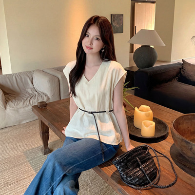 设计感2026夏季新款气质简约收腰显瘦衬衫女短袖上衣小衫女K89218