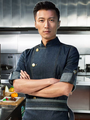 Синий джинсовый демисезонный лонгслив для работы, делается под заказ