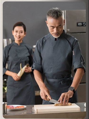 Tesmei Hotel High -Catering Chefs Caters White Seven -точка рукава Pure Cotton Hotel Cafeteria Cafe Cake