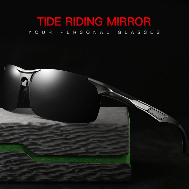 时尚新款铝镁男士开车偏光太阳镜墨镜户外运动旅行骑行夜视眼镜