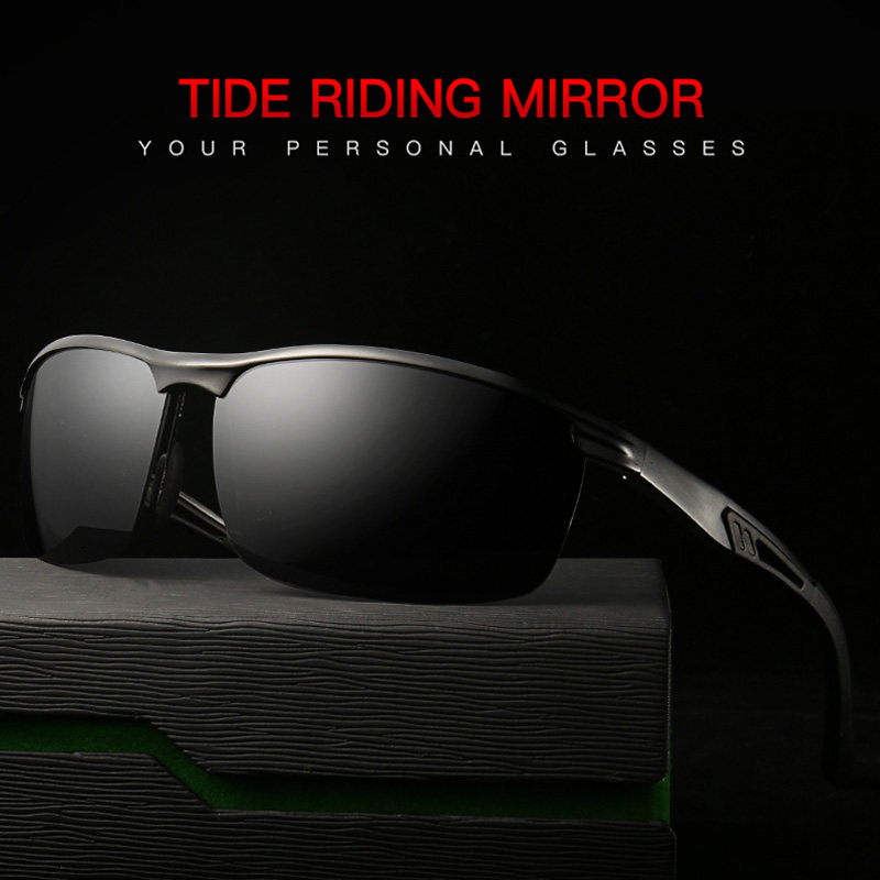 新款铝镁时尚开车偏光太阳镜男士司机驾驶户外旅行墨镜运动骑行镜