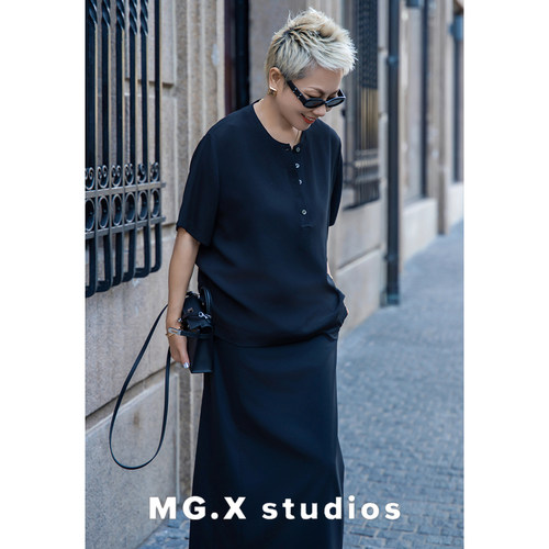 【YUAN】MGX简约时尚宽松显瘦百搭短袖上衣M62H6610C0BC
