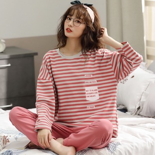 秋天睡衣女长袖情侣休闲风男青年家居套装居家服全棉春秋冬款