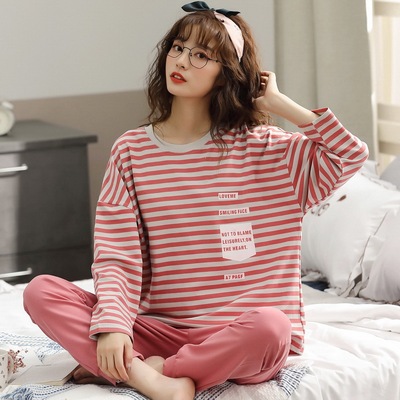 秋天睡衣女长袖情侣休闲风男青年家居套装居家服全棉春秋冬款