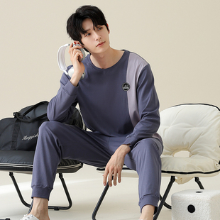 纯棉睡衣男款新款套头春季秋款男士长袖长裤运动可出门家居服套装