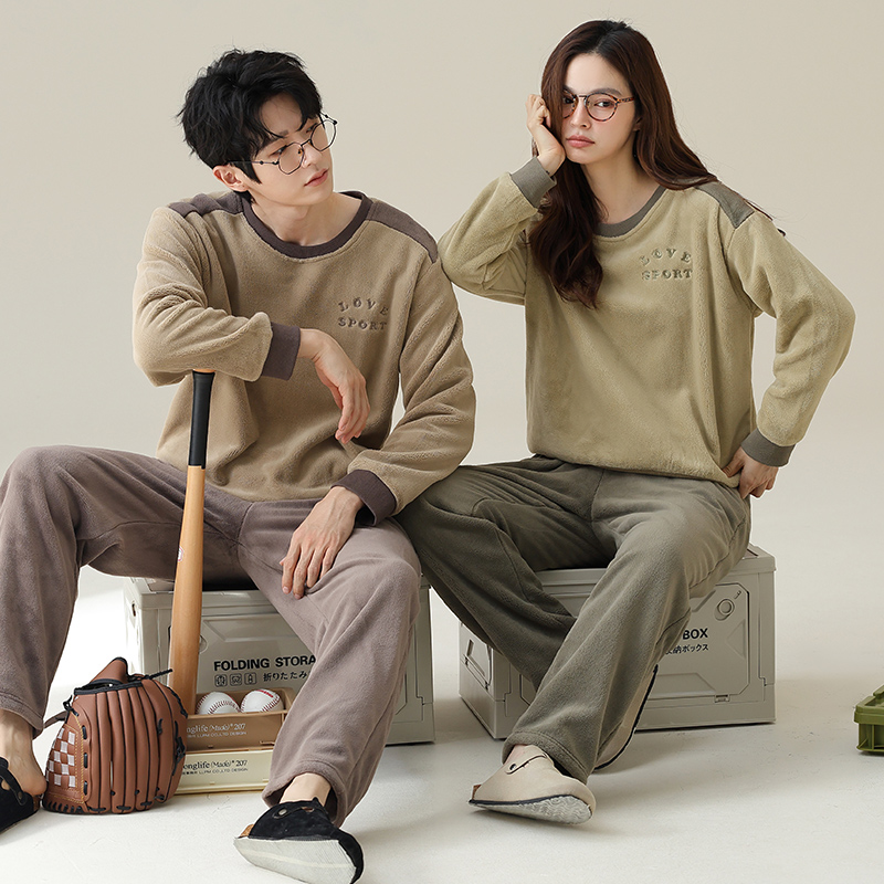 珊瑚绒睡衣男款女款秋冬季加绒加厚2025新款情侣家居服法兰绒套装