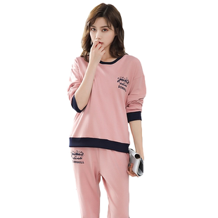 春秋季长袖女装睡衣2025年新款纯棉秋天秋冬季运动居家家居服套装