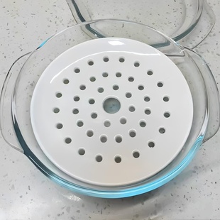 陶瓷蒸盘微波炉玻璃碗蒸笼圆形多孔彩色蒸盘陶瓷海鲜蒸盘饺子盘子