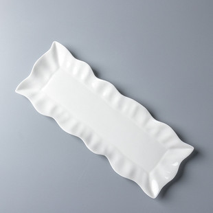 创意不规则长方形寿司盘餐厅刺身长盘烤鱼盘甜品盘个性三文鱼摆盘