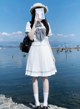 巧所【夏日涧】原创正版水手服日系学院风白色短袖夏季jk制服套装