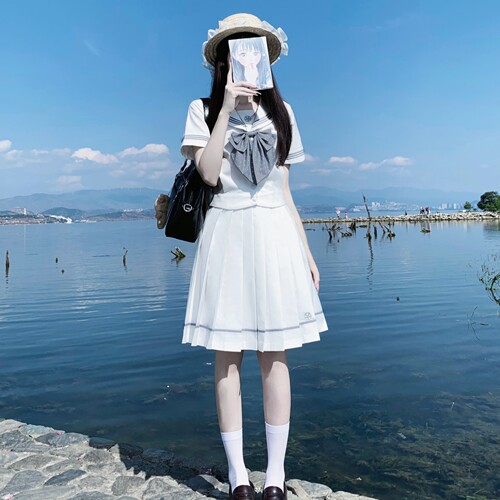 巧所原创白色夏季水手服套装女