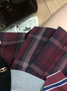 巧所 洛格裙 jk格裙校供感百褶裙红格百搭高腰半身裙格子裙jk制服