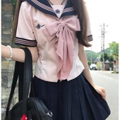樱澜中 套装 原创水手服JK制服套装 日系学院风粉色短袖 夏季 巧所