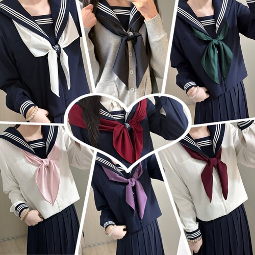 巧所自制水手服丝滑缎面三角巾