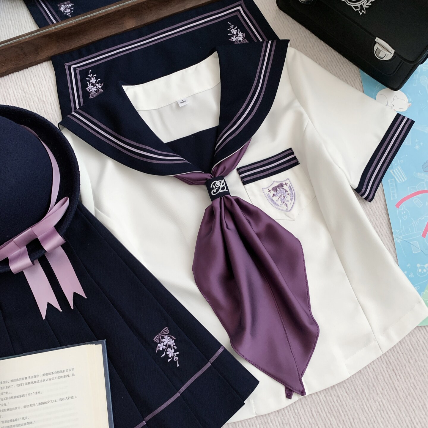 巧所 紫藤笺 原创水手服长袖短袖学院风校供学生校服jk制服套装女