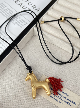 小马吊坠长款项链秋冬毛衣链