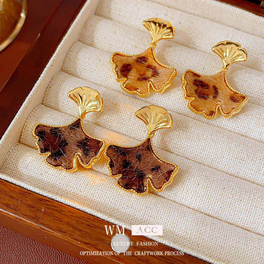 适合冬天的银杏树叶复古豹纹耳环轻奢高级感耳钉时尚气质耳饰女,饰品/流行首饰/时尚饰品新,耳环,淘宝优惠券,粉丝福利购,淘宝优惠卷