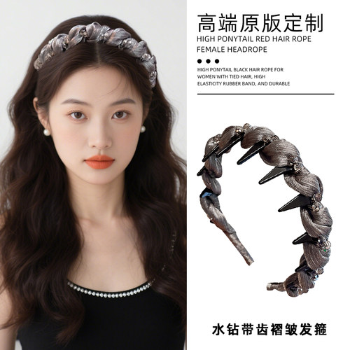 水晶发箍女2026新款褶皱高颅顶
