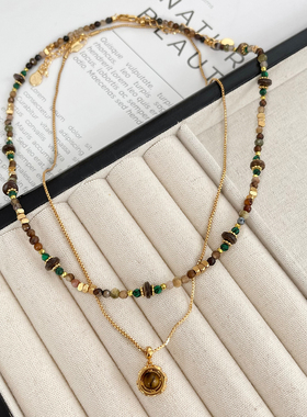 虎眼石项链美拉德中古配饰锁骨链