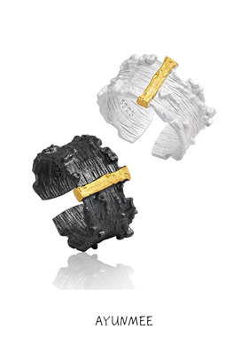 AYUNMEE女925银暗黑系潮酷戒子